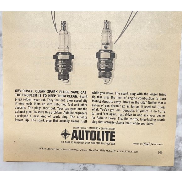 Ford Autolite Spark Plugs Print Ad Vintage 1963 Automotive Repair Car Racing - Picture 5 of 6
